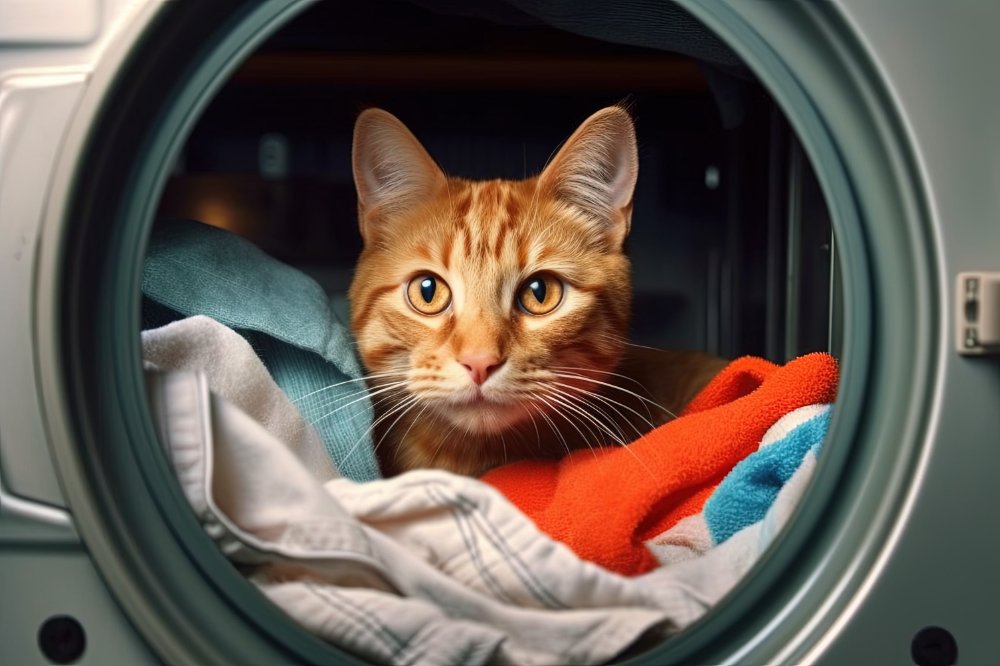 cat in washer