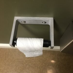 toilet paper holder with black oval shaped bar